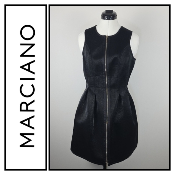 Marciano Black Sleeveless Fit & Flare Zip Front Dress Size M - Picture 1 of 10